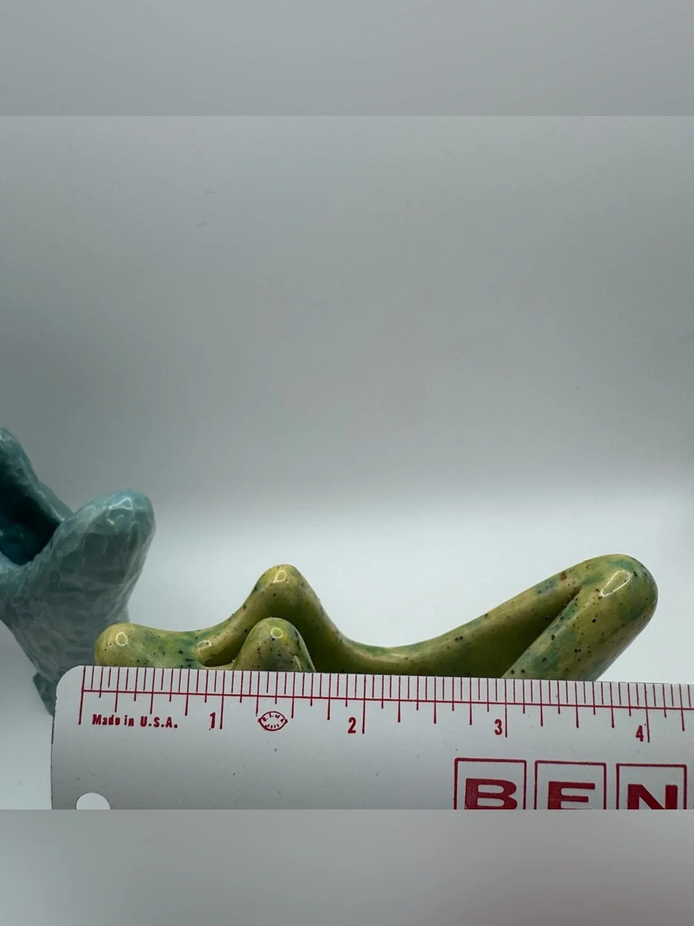 Vintage ML Studio Art Pottery Vases Pair Organic Sculptural Blue Green